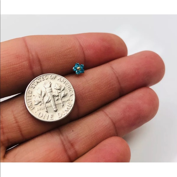 14K Yellow Gold Created Diamond Shape Nose Rings - Picture 6 of 6